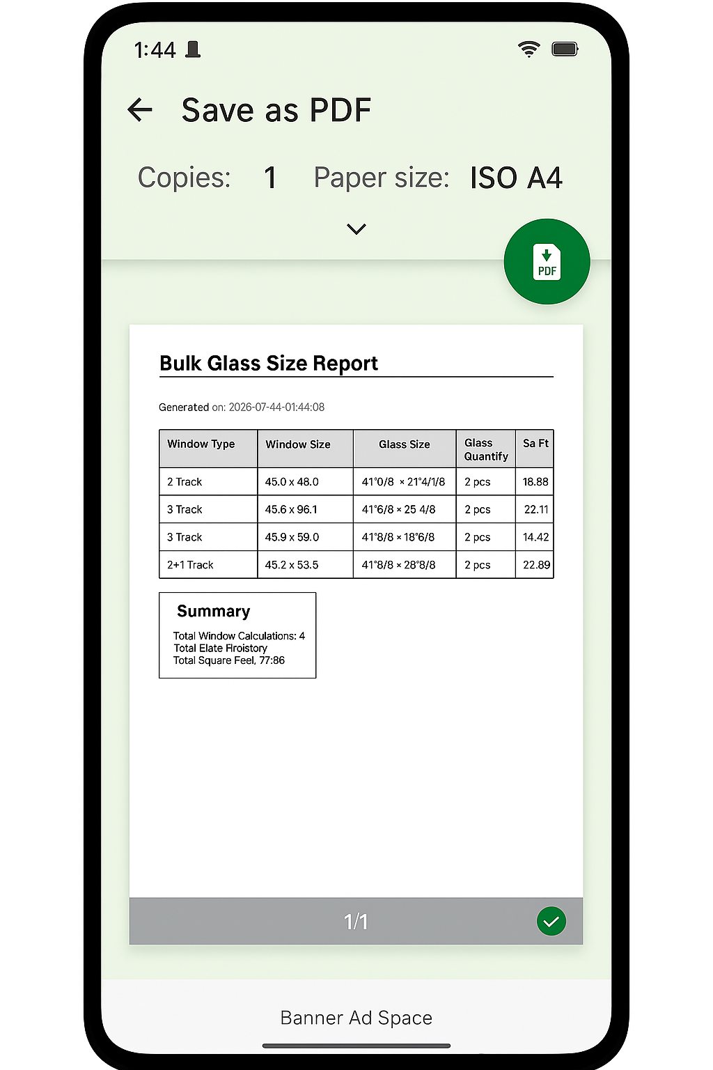 Bulk Glass Size Calculator